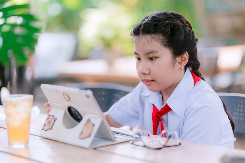 Student using a tablet