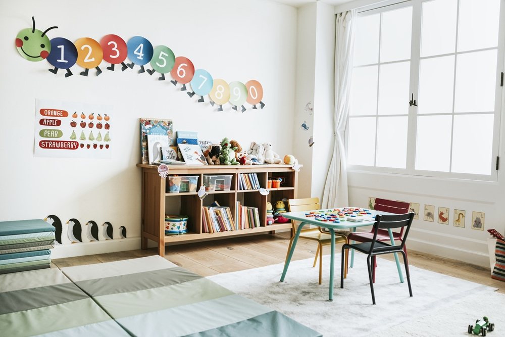 A bright Montessori classroom with learning corners